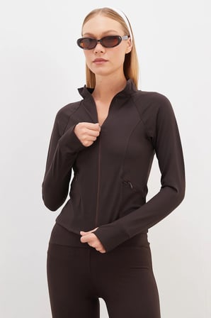 Parmak Geçirmeli Dalgıç Kumaş Slim Fit Ceket