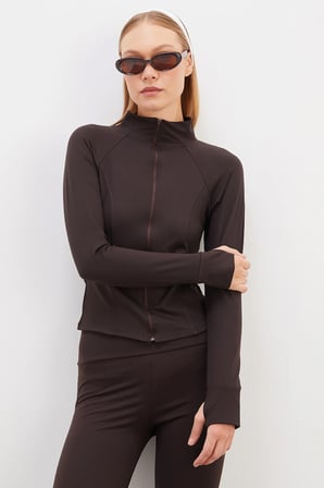 Parmak Geçirmeli Dalgıç Kumaş Slim Fit Ceket