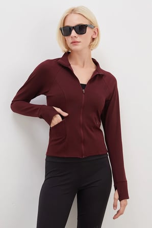 Parmak Geçirmeli Dalgıç Kumaş Slim Fit Ceket