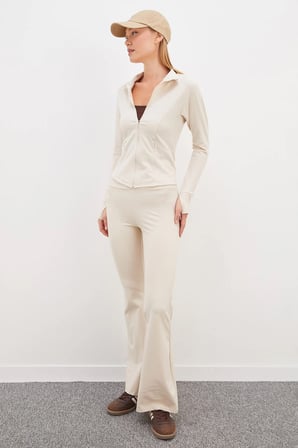 Parmak Geçirmeli Dalgıç Kumaş Slim Fit Ceket