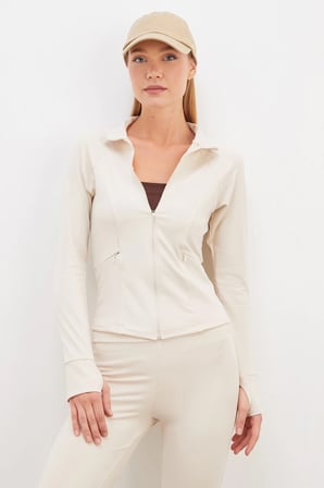 Parmak Geçirmeli Dalgıç Kumaş Slim Fit Ceket