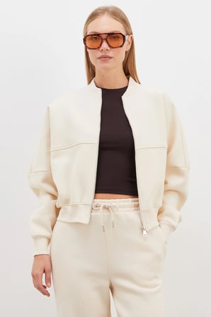 3 İplik Basic Fermuarlı Dik Yaka Crop Sweatshirt