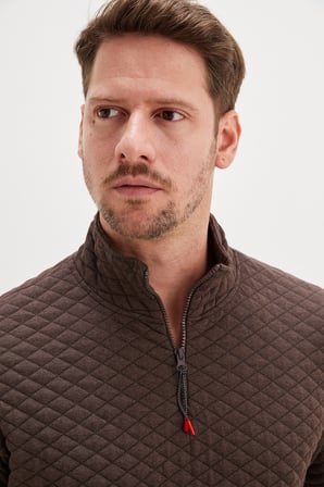 Yarım Fermuarlı Dik Yaka Kapitone Sweatshirt