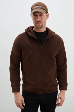 Yarım Fermuarlı Kapüşonlu Polar Sweatshirt
