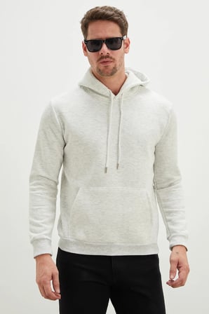 3 İplik Basic Kapüşonlu Kanguru Cepli Sweatshirt