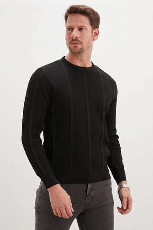 Fitilli Bisiklet Yaka Regular Fit Triko Kazak