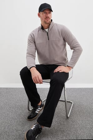 Yarım Fermuarlı Dik Yaka Polar Sweatshirt