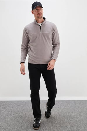 Yarım Fermuarlı Dik Yaka Polar Sweatshirt