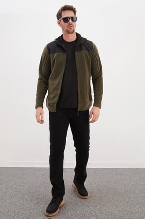 Fermuarlı Kapüşonlu Polar Sweatshirt