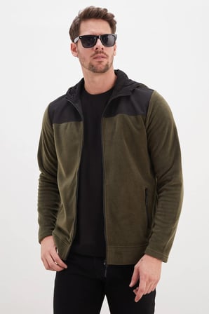 Fermuarlı Kapüşonlu Polar Sweatshirt