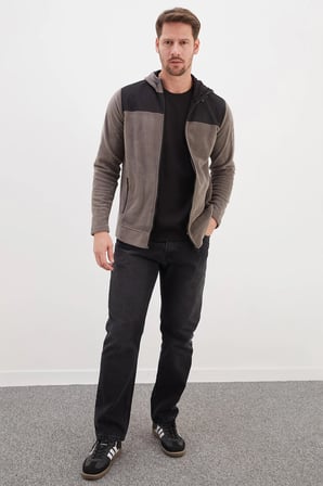 Fermuarlı Kapüşonlu Polar Sweatshirt