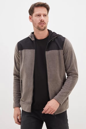 Fermuarlı Kapüşonlu Polar Sweatshirt