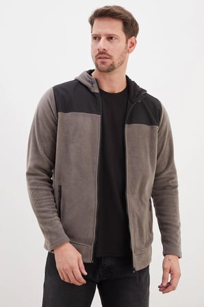 Fermuarlı Kapüşonlu Polar Sweatshirt