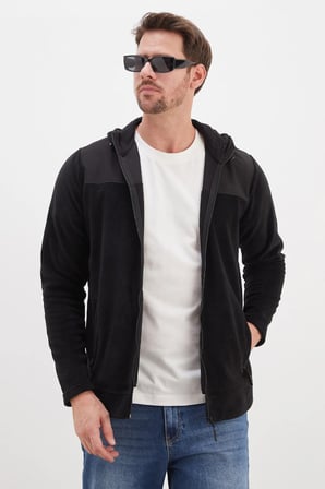 Fermuarlı Kapüşonlu Polar Sweatshirt