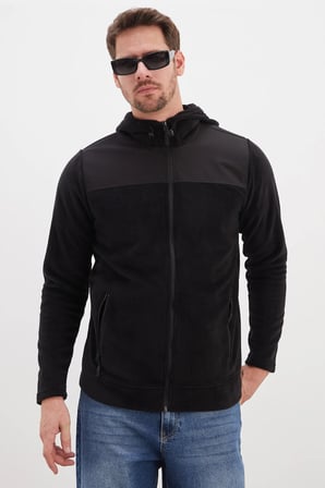 Fermuarlı Kapüşonlu Polar Sweatshirt