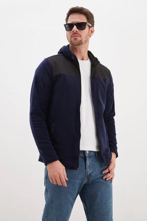 Fermuarlı Kapüşonlu Polar Sweatshirt