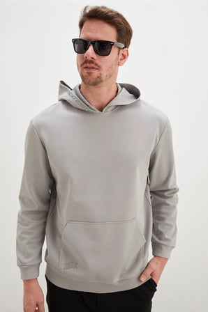 Baskılı Kapüşonlu Kanguru Cepli Sweatshirt