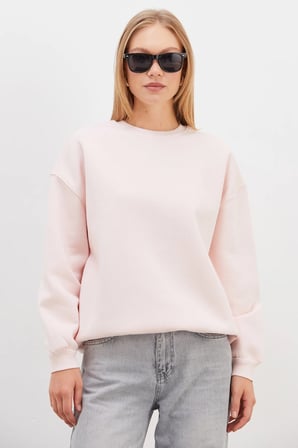 3 İplik Basic Bisiklet Yaka Oversize Sweatshirt