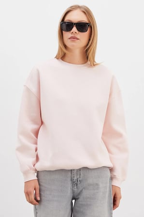 3 İplik Basic Bisiklet Yaka Oversize Sweatshirt