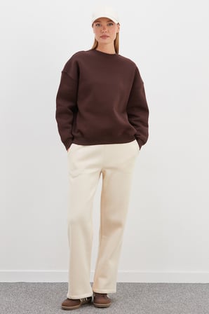 3 İplik Basic Bisiklet Yaka Oversize Sweatshirt