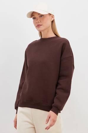 3 İplik Basic Bisiklet Yaka Oversize Sweatshirt
