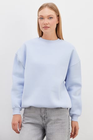 3 İplik Basic Bisiklet Yaka Oversize Sweatshirt