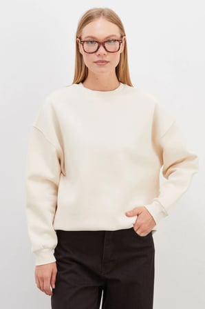 3 İplik Basic Bisiklet Yaka Oversize Sweatshirt