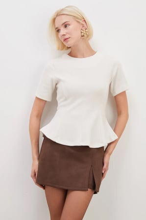 Arkası Fermuarlı Selanik Örme Peplum Bluz