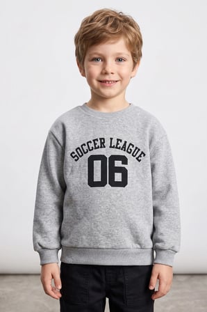 3 İ̇plik Soccer League Baskılı Erkek Çocuk Sweatshirt