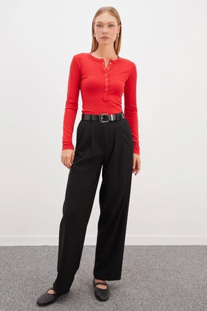Yarım Çıtçıtlı Slim Fit Bluz