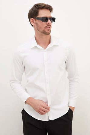 Yaka Düğmeli Regular Fit Uzun Kol Gömlek