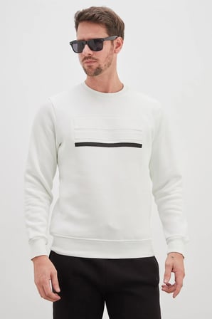 3 İplik Baskılı Bisiklet Yaka Sweatshirt