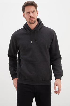3 İplik Basic Kapüşonlu Kanguru Cepli Sweatshirt