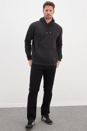3 İplik Basic Kapüşonlu Kanguru Cepli Sweatshirt