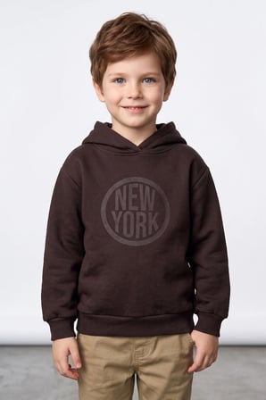 3 İplik New York Baskılı Kapüşonlu Unisex Çocuk Sweatshirt