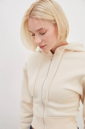 3 İplik Basic Kapüşonlu Fermuarlı Sweatshirt