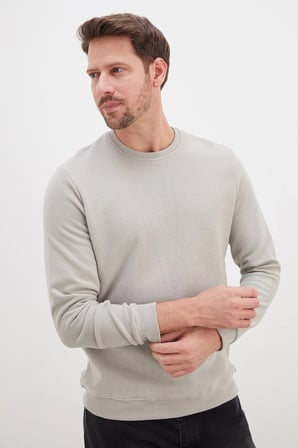 Fitilli Bisiklet Yaka Selanik Örgü Sweatshirt