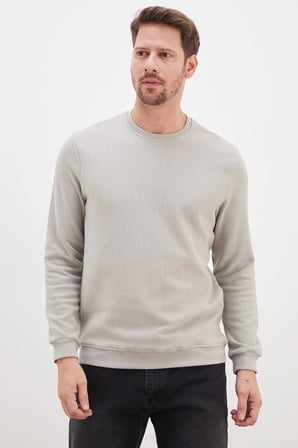 Fitilli Bisiklet Yaka Selanik Örgü Sweatshirt