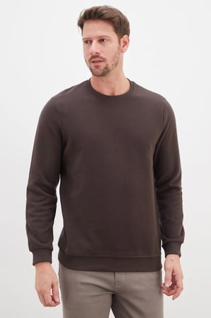 Fitilli Bisiklet Yaka Selanik Örgü Sweatshirt