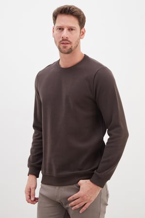 Fitilli Bisiklet Yaka Selanik Örgü Sweatshirt