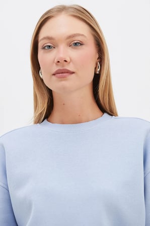 3 İplik Basic Ribanalı Crop Sweatshirt