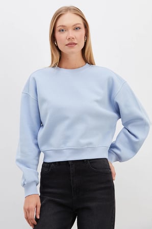 3 İplik Basic Ribanalı Crop Sweatshirt