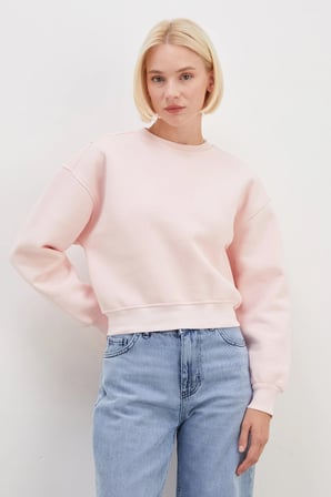 3 İplik Basic Ribanalı Crop Sweatshirt
