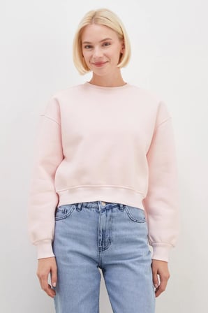 3 İplik Basic Ribanalı Crop Sweatshirt