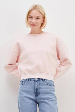 3 İplik Basic Ribanalı Crop Sweatshirt