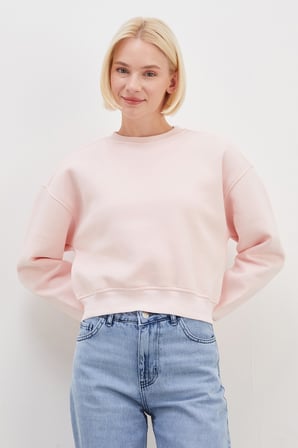 3 İplik Basic Ribanalı Crop Sweatshirt