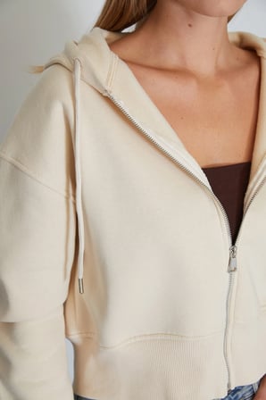 3 İplik Basic Fermuarlı Kapüşonlu Sweatshirt