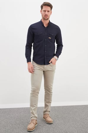 Çift Cepli Regular Fit Uzun Kol Gömlek