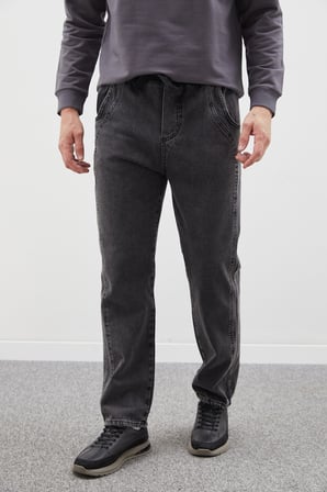 Beli Bağlamalı Nervürlü Mom Jean
