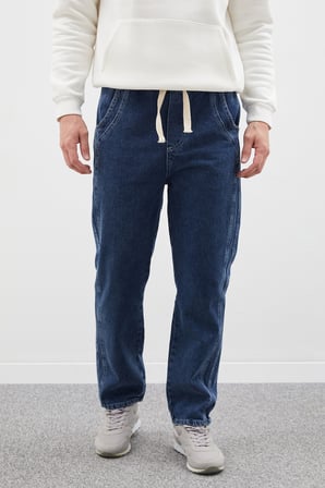 Beli Bağlamalı Nervürlü Mom Jean